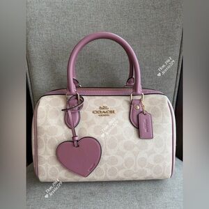 NWT！COACH Rowan Satchel Bag In Signature With Heart Charm（CDB21）fast shipping
